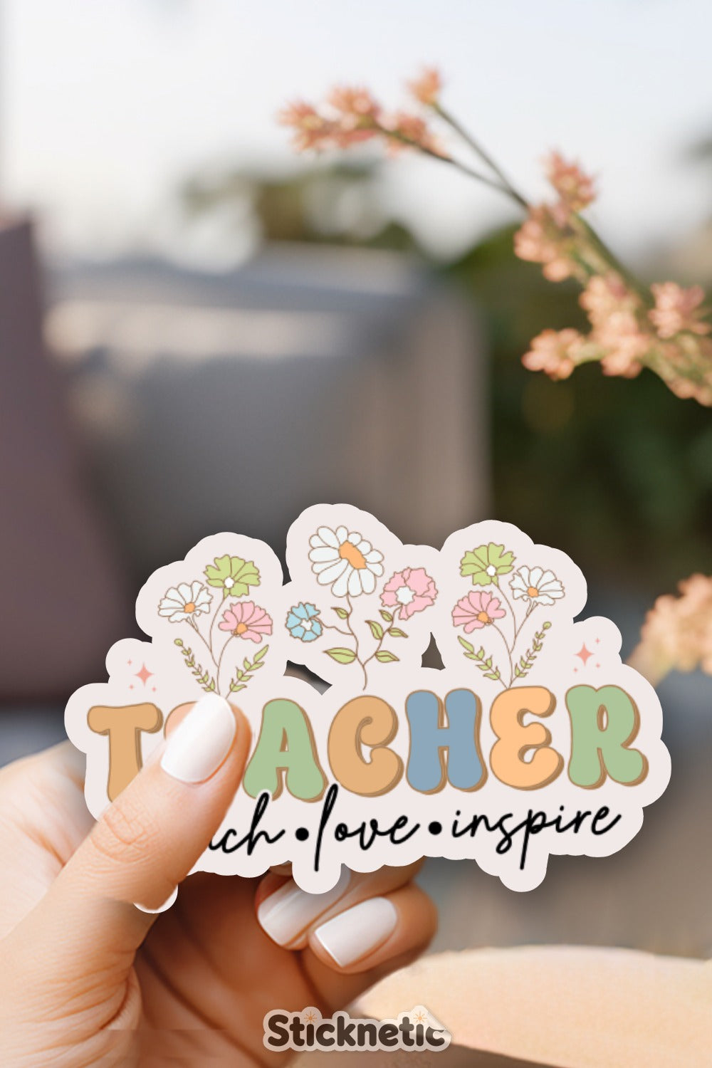 Teach Love Inspire Flower Lettering Stickers product