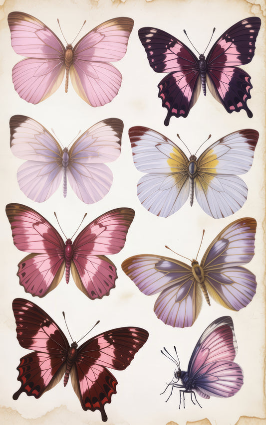 Vintage Butterfly Illustration Print, Antique Nature Art, Colorful Moth Wall Decor, Botanical Poster
