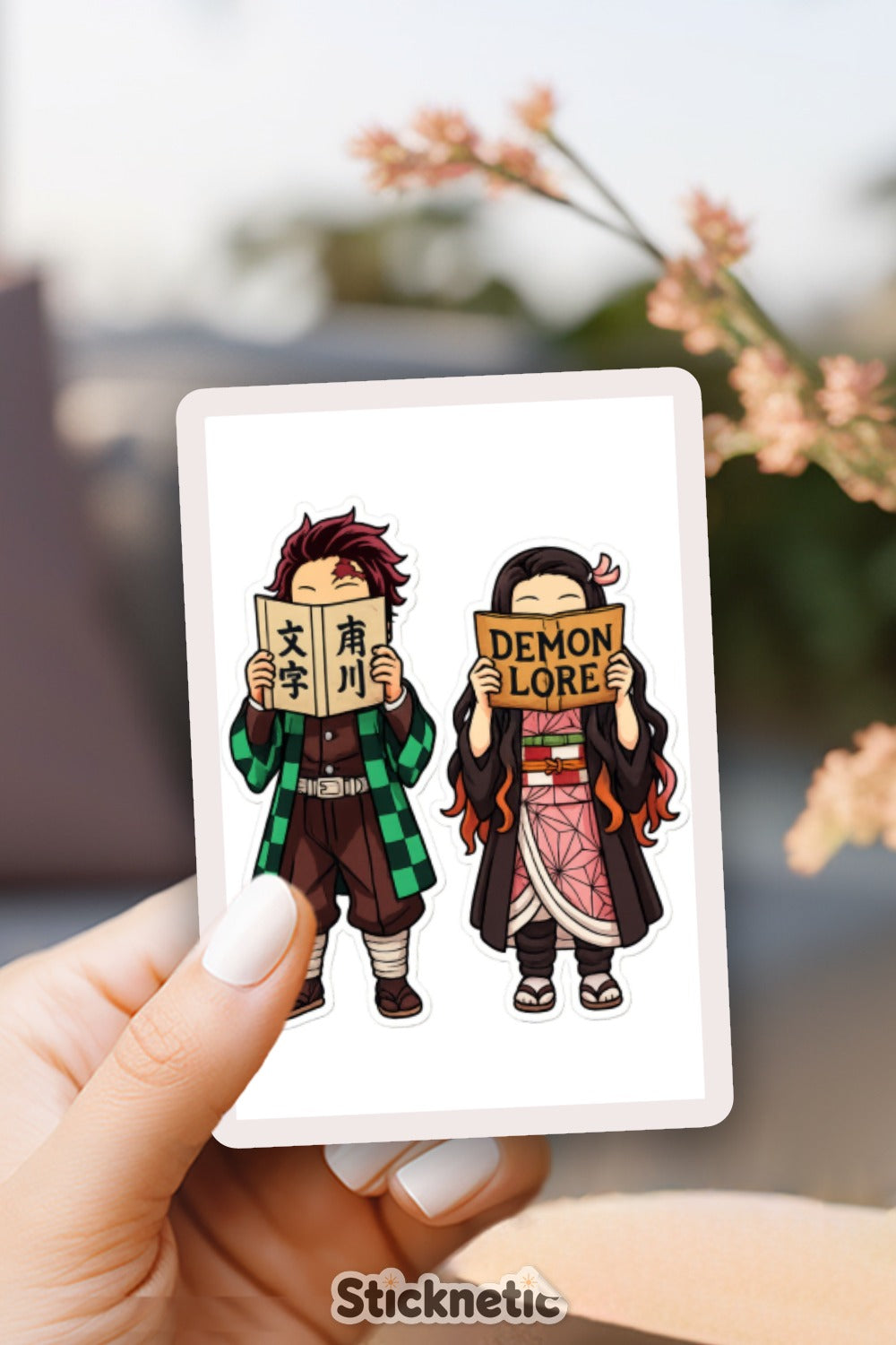 Anime-Inspired Sticker, Demon Lore Book Characters, Cute Manga Art, Durable Vinyl Decal, Collectible Stickers for Laptops and Notebooks