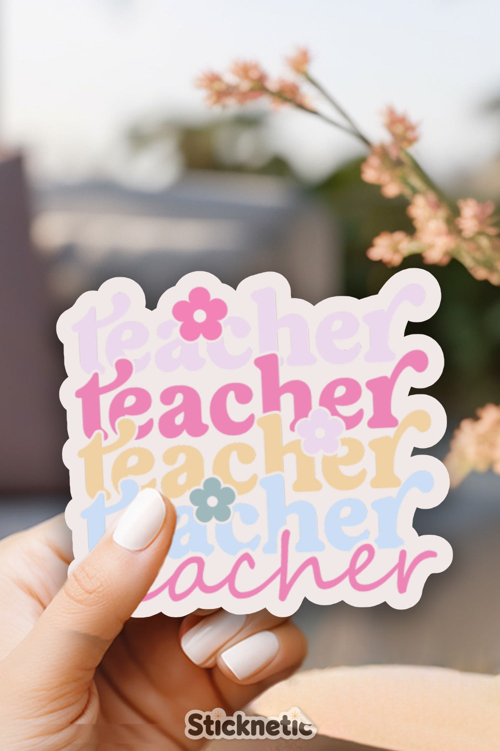 Colorful Teacher Sticker Floral Design product type