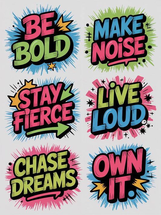 Inspirational Quote Art Prints, Colorful Motivational Wall Decor, Set of 6 Posters