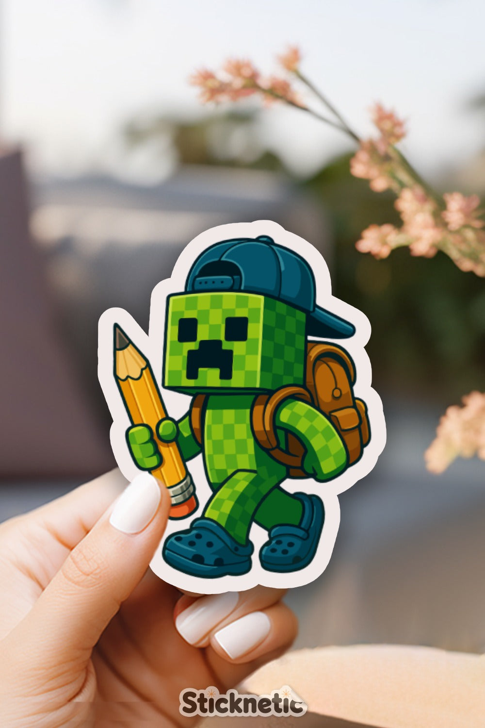 Minecraft Inspired Character with Pencil Sticker product