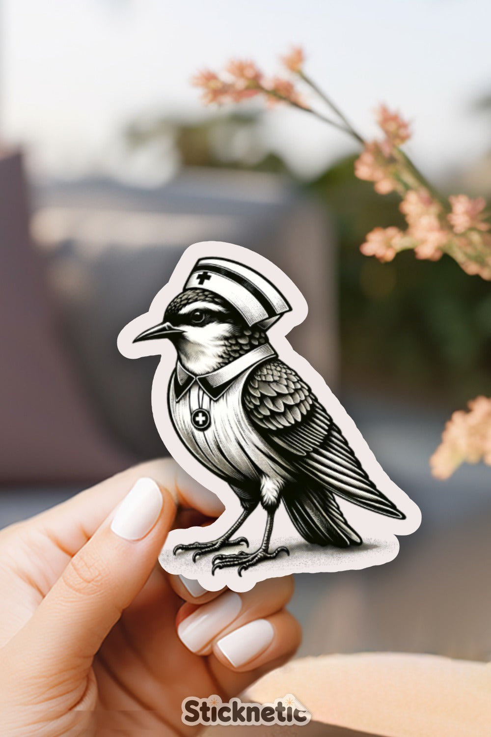 Nautical Bird Sailor Sticker, Vintage Style Sailor Raven Decal, Waterproof Vinyl, Laptop and Journal Sticker, Unique Gift Idea