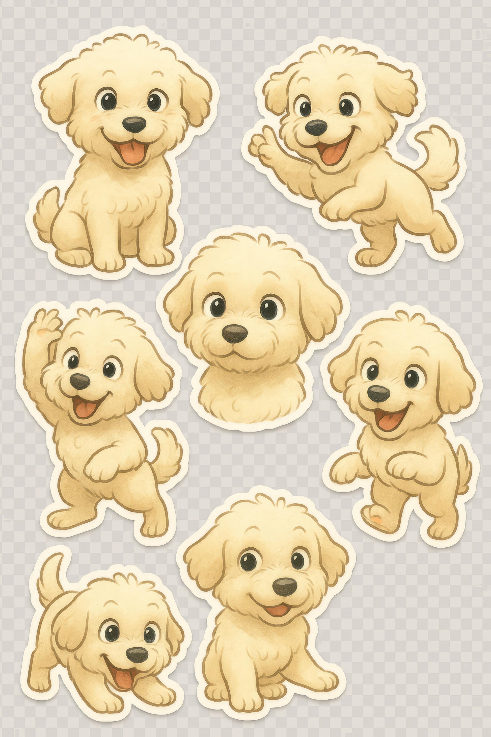 Cute Puppy Stickers Set, Adorable Cartoon Dog Decals, Pet Lover Gifts, Playful Poodle Puppies, Scrapbooking Essentials