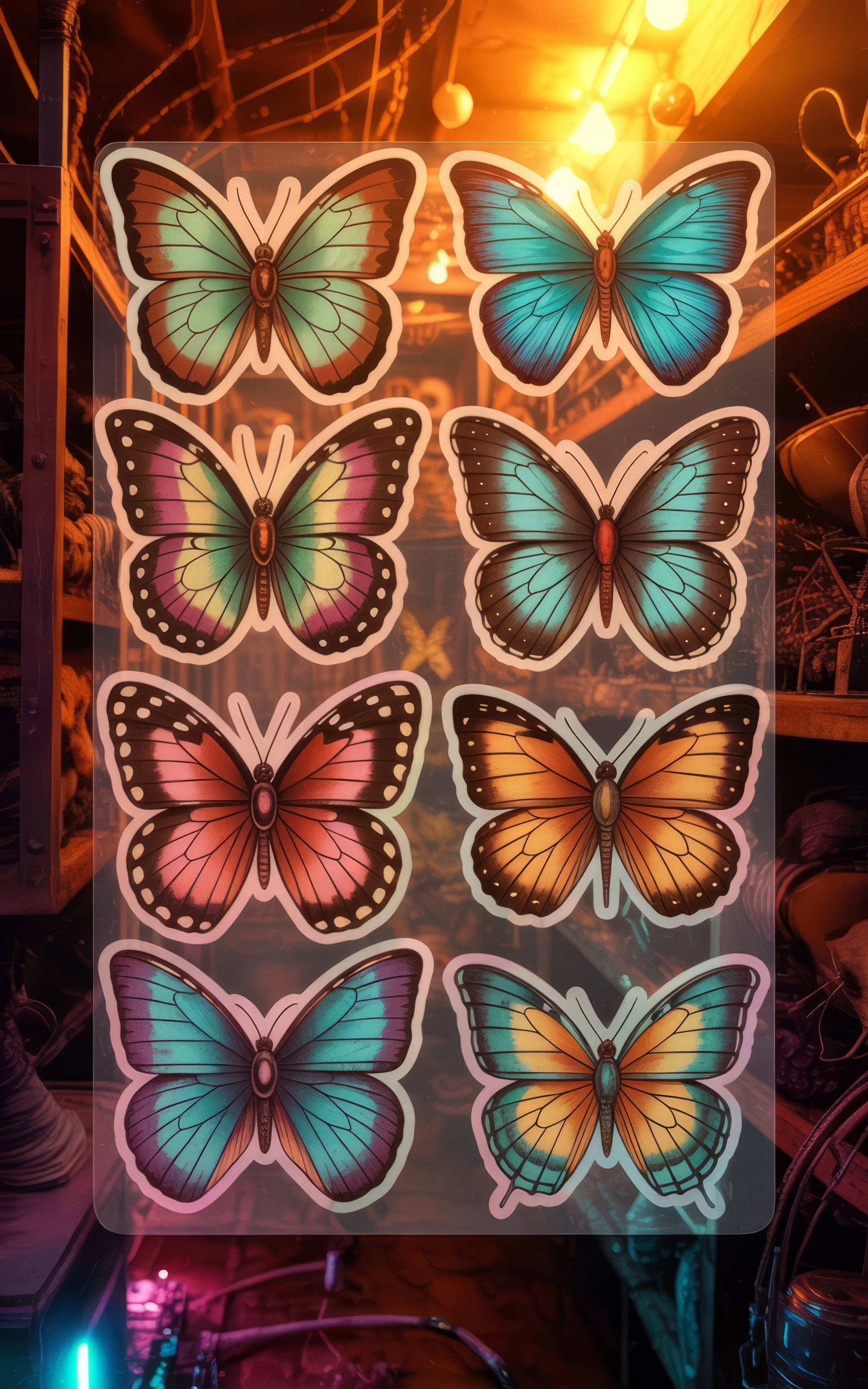 Vibrant Butterfly Stickers, Colorful Waterproof Decal Set, Laptop and Water Bottle Decor, Unique Gifts