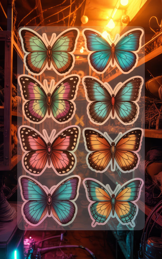 Vibrant Butterfly Stickers, Colorful Waterproof Decal Set, Laptop and Water Bottle Decor, Unique Gifts