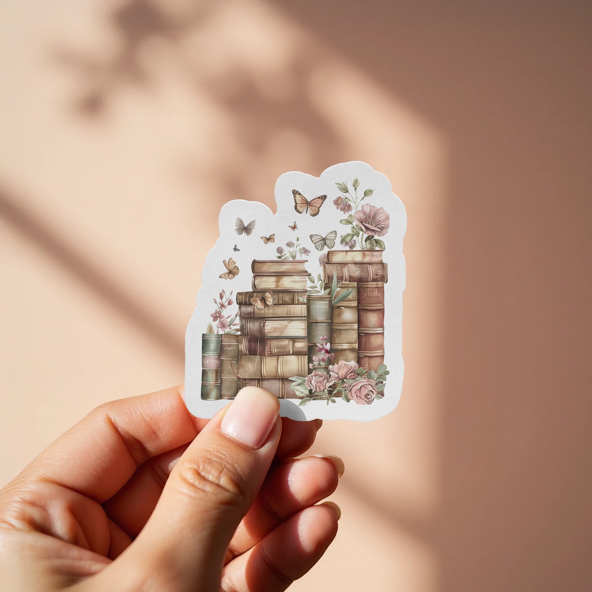 Vintage Books and Butterflies Art Sticker product type
