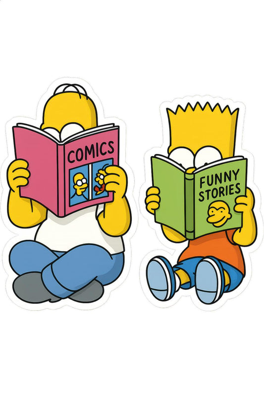 Cartoon Vinyl Stickers, Reading Character Decals, Funny Stories, Comics Book, Laptop Decoration, Water Bottle Stickers
