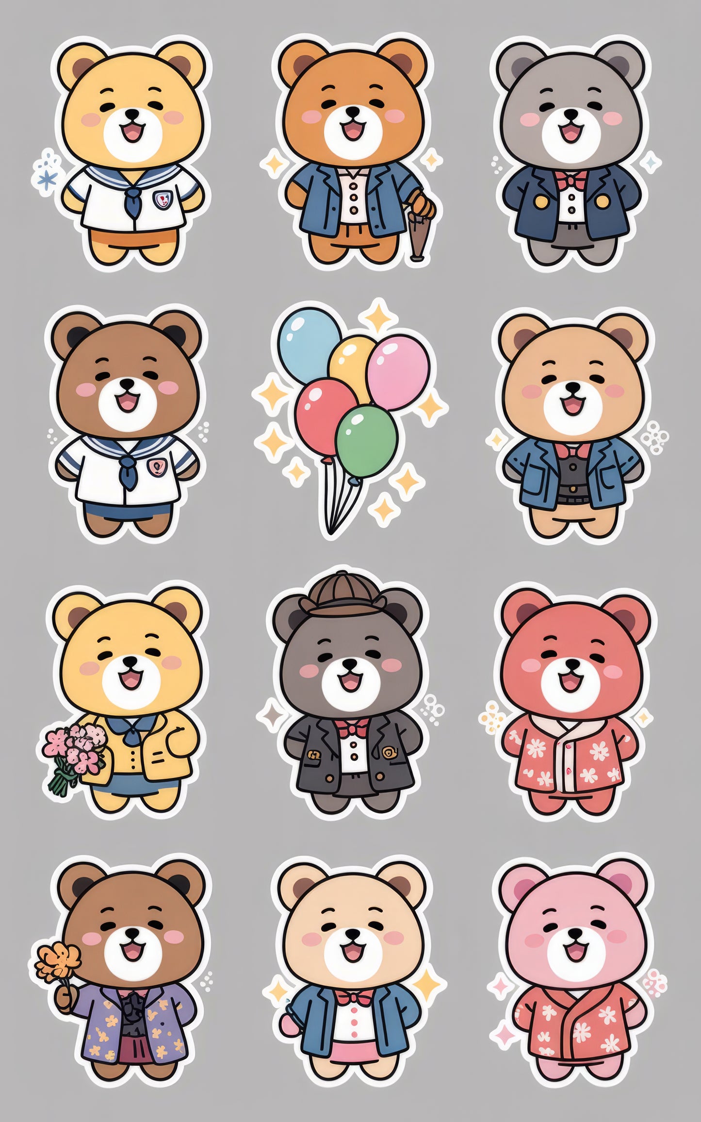 Cute Cartoon Bear Stickers, Assorted Characters, Decorative Kawaii Bears, Planner, Laptop, Scrapbooking, Children Gift Ideas